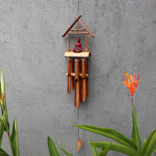 (image for) Bamboo Windchime - Natural finish - Brown Buddha 6 Tubes
