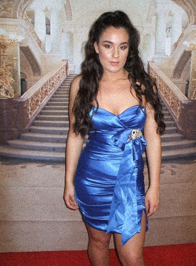 (image for) Nazz Collection Blue Satin Rhinestone Mini Dress