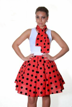 (image for) Crazy Chick Women Red Black Ladies Polka Dot Skirt and Scarf (22 Inches)