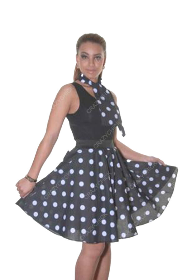 (image for) 22" Black Polka Dot Skirt and Scarf