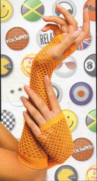 (image for) Neon Orange Elbow Length Fishnet Gloves